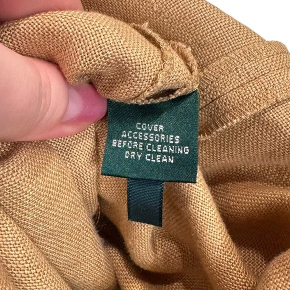 Lauren Ralph Lauren Tan Linen Blend Buckle Wrap Skirt Size 14 Womens - Picture 6 of 7